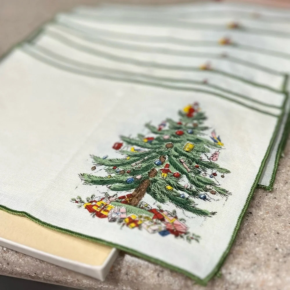 Vintage set of 8 linen cocktail napkins by Spode - Picture 2 of 6